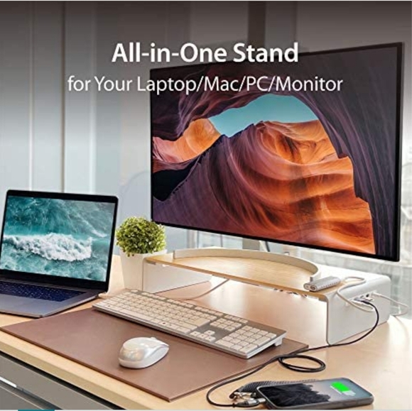 j5create Wooden Monitor Stand with USB Type C / HDMI Docking Station - USB 3.1 C - Picture 2 of 9